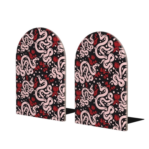 Naloa Snake And Rose 2 Pcs Bookend Large Capacity Office Book Ends for Home Office Library School Study Decoration