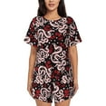 thumbnail image 1 of Naloa Snake And Rose Women's Short-Sleeved Pajama Set, Loungewear, Summer pajamas, Breathable Cozy - Medium, 1 of 1
