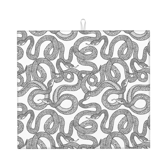 Naloa Snake Dish Drying Mat for Kitchen Counter, Heat Resistant Drainer Mats, Absorbent Draining Mat,Dish Rack Pad,16"x18"