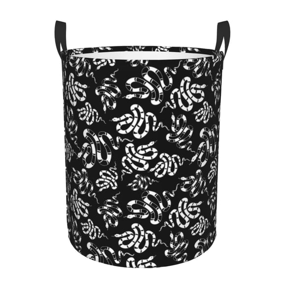 Naloa Snake Large Laundry Basket Waterproof Round Collapsible Storage bin with Handles for Hamper Kids Room,Toy StorageSmall
