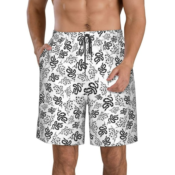 Naloa Snake Men's Beach Shorts, Surfing shorts, Swim trunks, Quick Dry Swim Trunks for Surfing Beach Fun - Small
