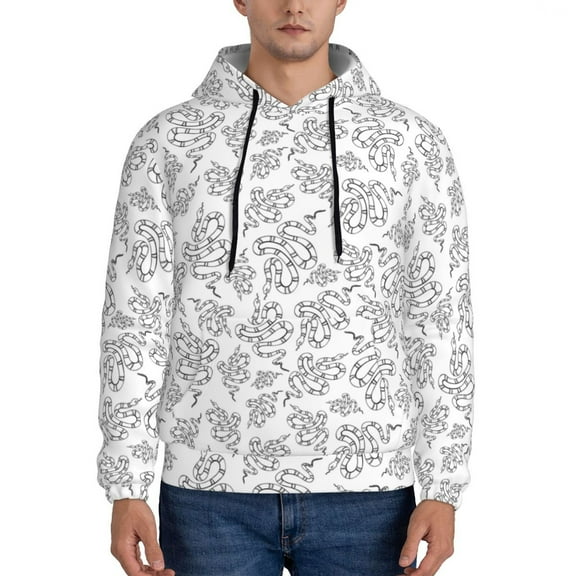 Naloa Snake Men's Casual Hooded Collar Drawstring Hoodies Pullover Sweatshirts Casual Long Sleeve Shirts-Large