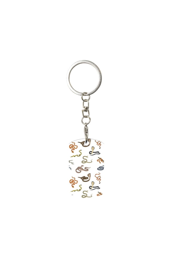 Snake Print Keyfob with Split Key Ring and Print Labels, Key Labels Key Chain Tags, Luggage Tags, Car Key Chain Ring Keyfob Gift