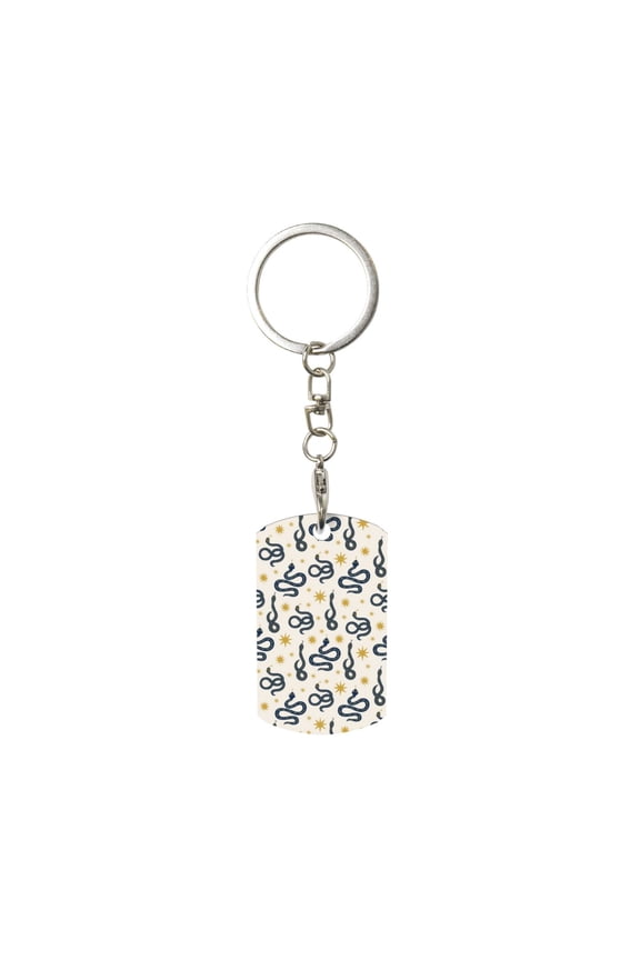 Snake Print Keyfob with Split Key Ring and Print Labels, Key Labels Key Chain Tags, Luggage Tags, Car Key Chain Ring Keyfob Gift