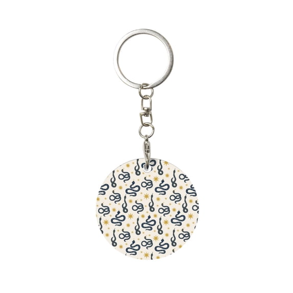 Naloa Snake Print Round Keychain Keychain Key Ring, Key Tag, Key Chain Bulk for Gift Accessories (Round)