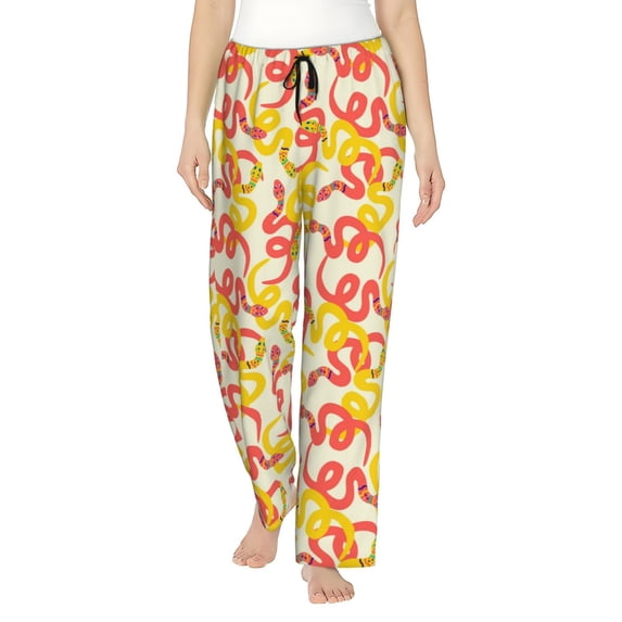 Naloa Snake Print Women’s Ultra-Soft Comfy Pajama Lounge Pants with Pockets & Drawstring