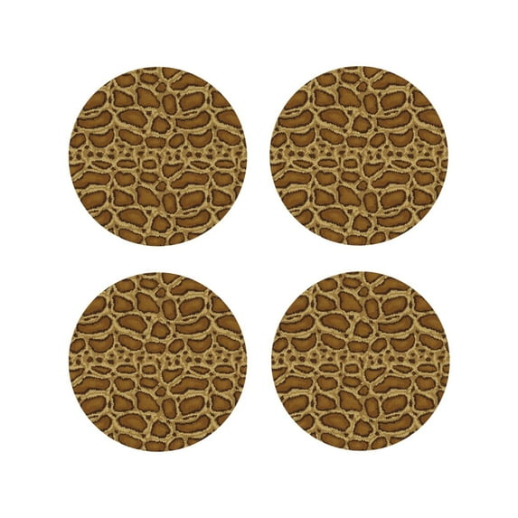 Naloa Snake Skin Leather Coasters for Drinks, Durable Drink Coasters 4 Set for Tabletop Protection, Luxurious Home Décor and Housewarming Gift ( {designName})Round Shape