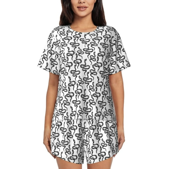 Naloa Snake Women's Short-Sleeved Pajama Set, Loungewear, Summer pajamas, Breathable Cozy - XX-Large