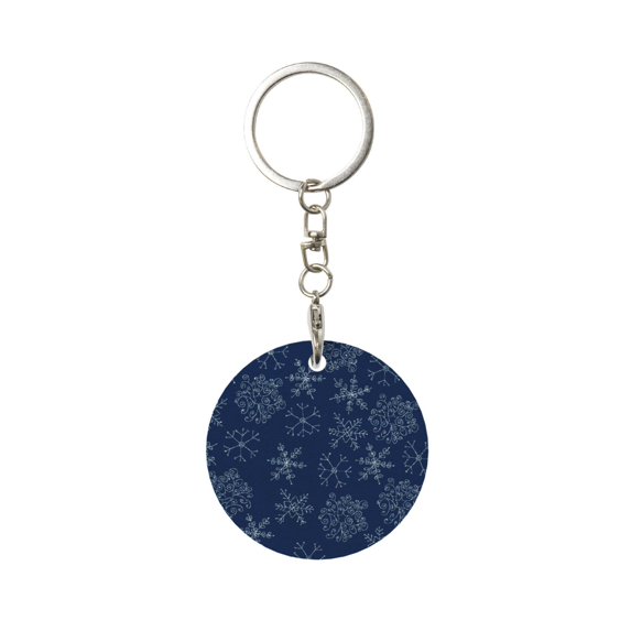 Naloa Snowflake Dark Blue Print Round Keychain Keychain Key Ring, Key Tag, Key Chain Bulk for Gift Accessories (Round)
