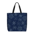 thumbnail image 1 of Naloa Snowflake Dark Blue Tote Bag for Women, Foldable Tote Bag With Zipper, Large Shoulder Bag, Top Handle Handbag for Travel, Work, Shopping, 1 of 9