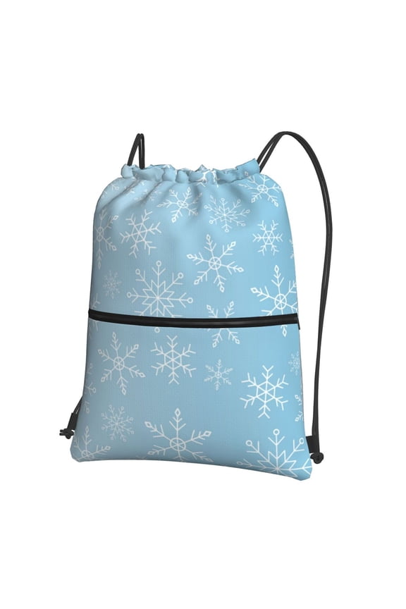 Snowflake Snowing Drawstring Backpack String Bag Cinch Water Resistant for Gym Shopping Sport Yoga