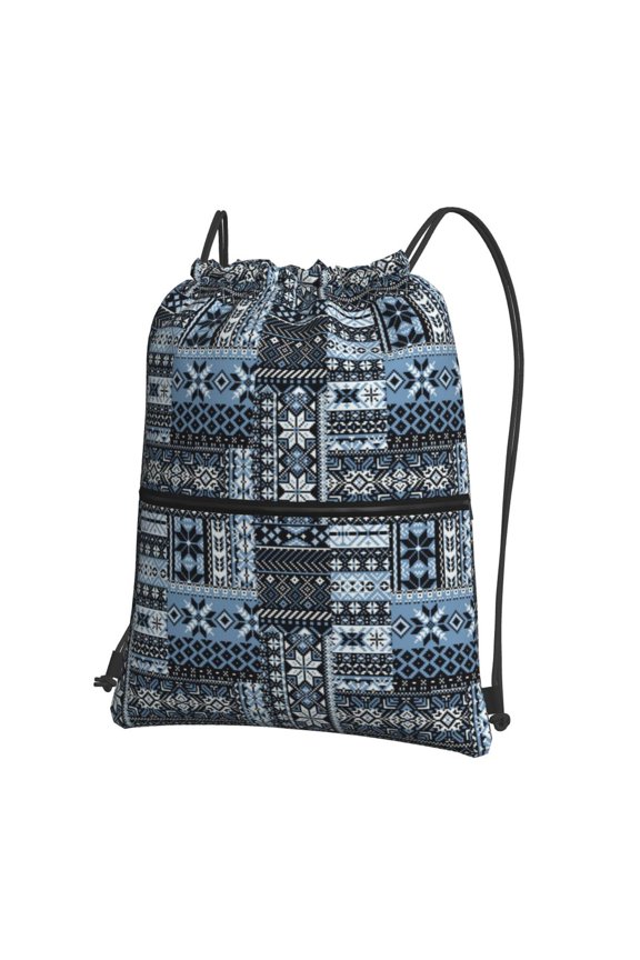Snowflake Vintage Pattern Drawstring Backpack String Bag Cinch Water Resistant for Gym Shopping Sport Yoga