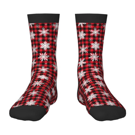 Naloa Snowflake red plaid Kids Socks Unisex Kids and Toddlers' Crew Socks, ,1 Pairs
