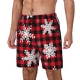 thumbnail image 1 of Naloa Snowflakes On A Buffalo Plaid Print Men Swim Trunks with Compression Liner ,Board Shorts,Men's Swim Shorts with Drawstring and Elastic Waistband-X-Large, 1 of 6