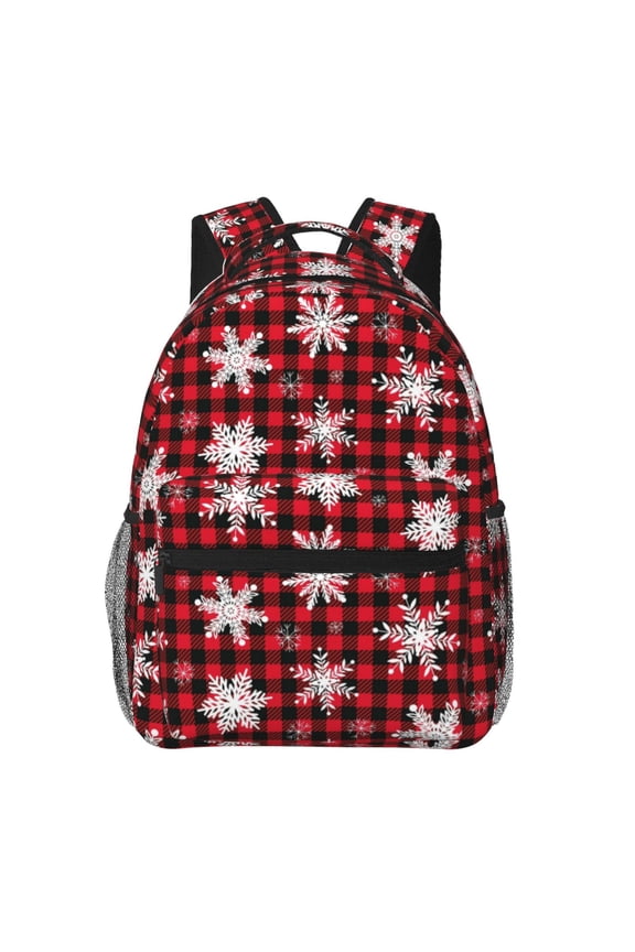 Snowflakes On A Buffalo Plaid Christmas Print Solid Color Tie Formal Necktie for MenSuitable for business, daily life, work