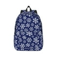 thumbnail image 1 of Naloa Snowflakes On Dark Blue Canvas Backpack for Men Women Rucksack Casual Travel Daypack College Tote Satchel Bookbag for Teens-Medium, 1 of 7