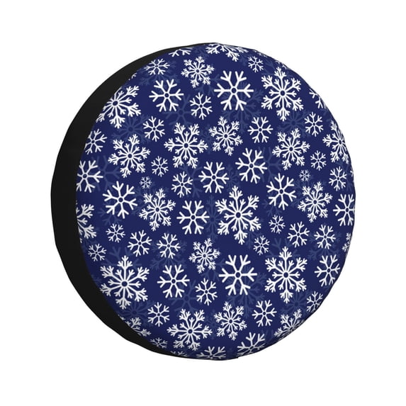 Naloa Snowflakes On Dark Blue PVC Leather Spare Tire Wheel Cover Spare Tire Cover, for Car Truck SUV Camper Trailer Universal Fit(14-17in)-16 inch