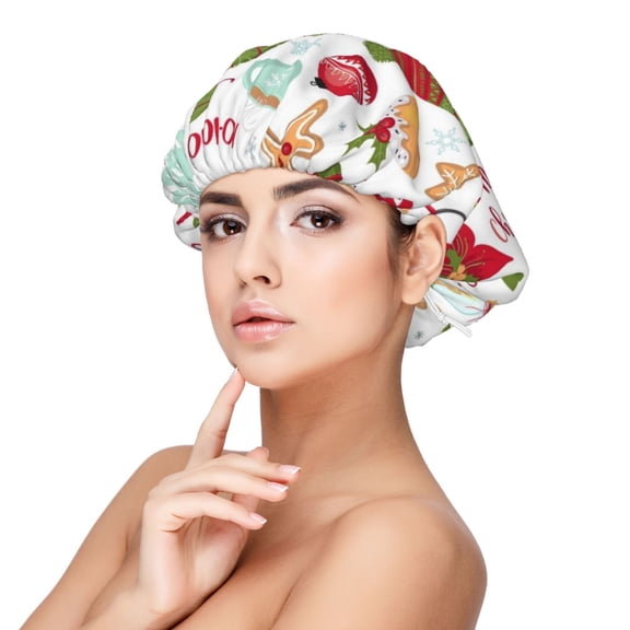 Naloa Snowflakes Santa Claus Adjustable Hair Bonnet for Sleeping, Hair Wrap Sleep Cap Turban for Women Men, Curly Straight Hair Long Large Braid Unisex
