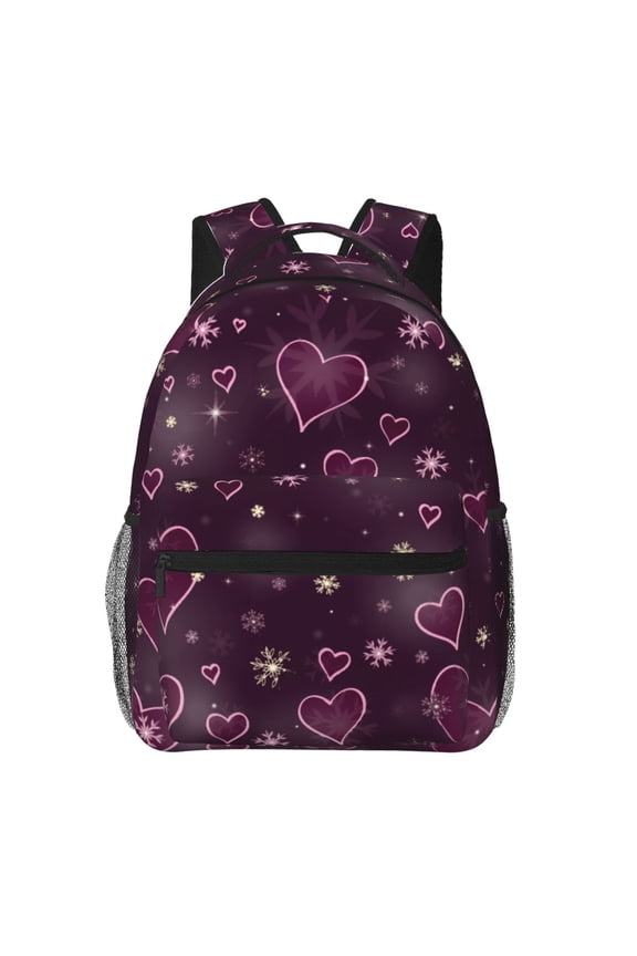 Snowflakes and Hearts Print Solid Color Tie Formal Necktie for MenSuitable for business, daily life, work