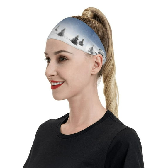 Naloa Snowman And Christmas Tree Fashionable Sport Sweatband for Running, Yoga, Basketball - Head Circumference 19.6-22.4 inches