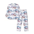 thumbnail image 1 of Naloa Snowy Cottage Holiday Scene Men’s Pajamas Set - Long Sleeve Button Down Sleep Shirt and Pajama Bottoms Sleepwear Set-Large, 1 of 7
