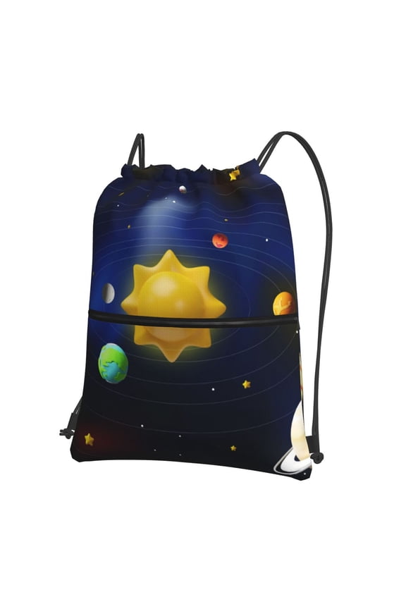 Solar System Drawstring Backpack String Bag Cinch Water Resistant for Gym Shopping Sport Yoga