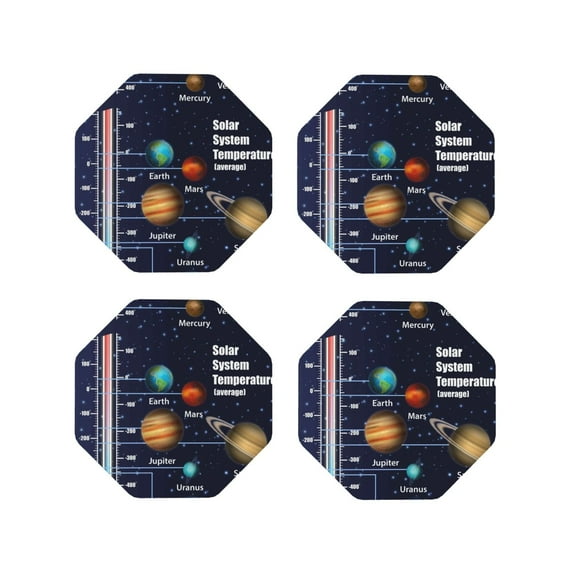 Naloa Solar System Leather Coasters for Drinks, Durable Drink Coasters 4 Set for Tabletop Protection, Luxurious Home Décor and Housewarming Gift ( {designName})Octagon