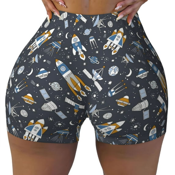Naloa Space Cars Biker Shorts for Women Seamless Scrunch Short Women’s Yoga Shorts for Gym Running Sport Shorts - XX-Large