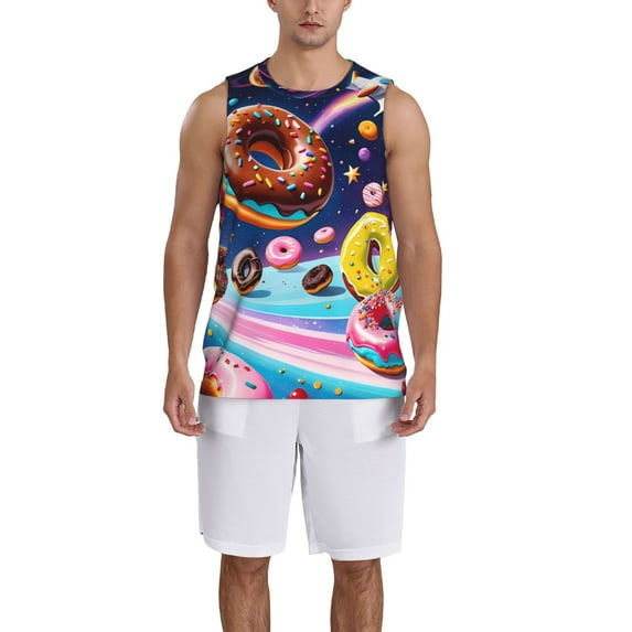 Naloa Space Colorful Donut Basketball Jersey Reversible Men's Mesh Athletic Sports Shirts Training Practice S-4XL3X-Large