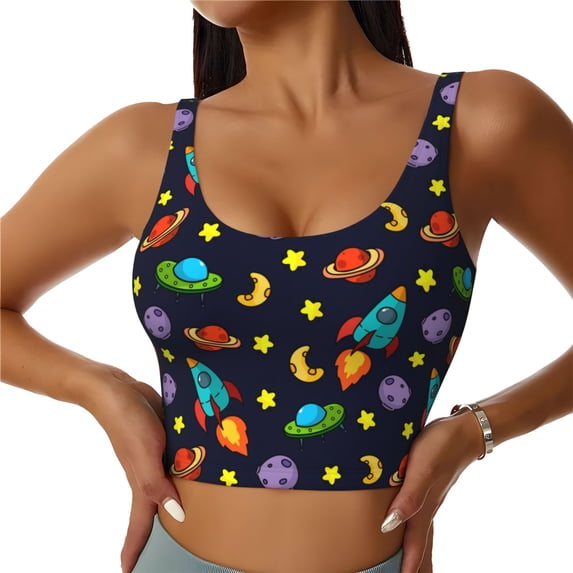 Naloa Space D Sports Bras for Women,Sports Bras for Women High Support with Removable Pads-Medium