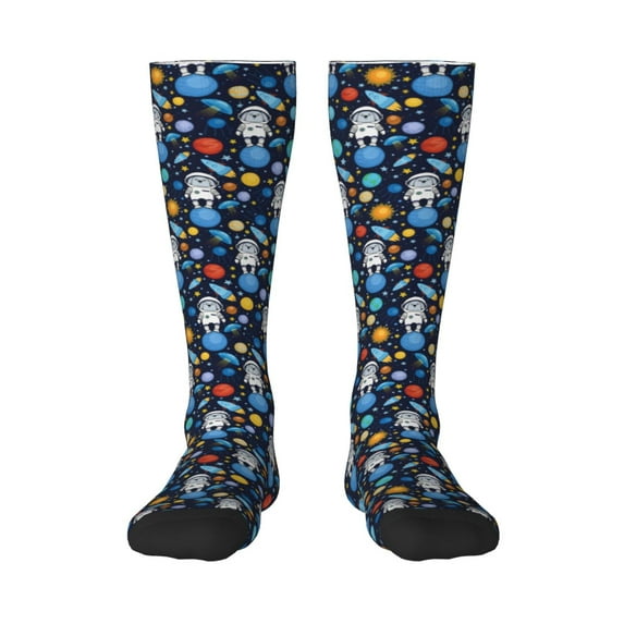 Naloa Space Dog Thigh High Socks Extra Long Stretchy Sock Women Over Knee High Opaque Stocking Daily Wear