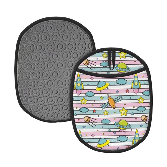 Naloa Space Doodle Silicone Pot Holders, Oven Mitts Heat Resistant Hot Pads, Non Slip Pot Holder for Kitchen Baking and Cooking 9.4 x 7.5 Inches