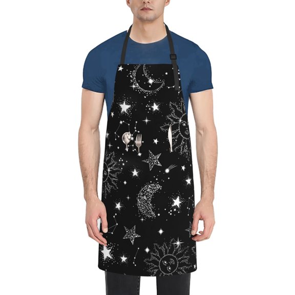 Naloa Space Galaxy Apron Kitchen Aprons with Pockets for Women Men Chef