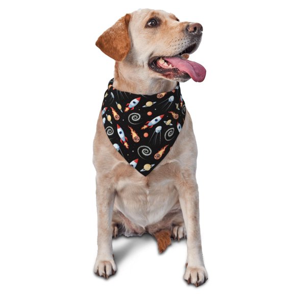 Naloa Space Rocket Dog Bandanas 1PC Washable Triangle Dog Scarfs Premium Durable Fabric, for Small Medium Large Dogs and Cats
