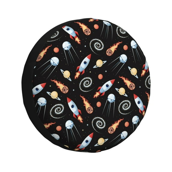 Naloa Space Rocket PVC Leather Spare Tire Wheel Cover for Car Truck SUV Camper Trailer Universal Fit many size14 inch