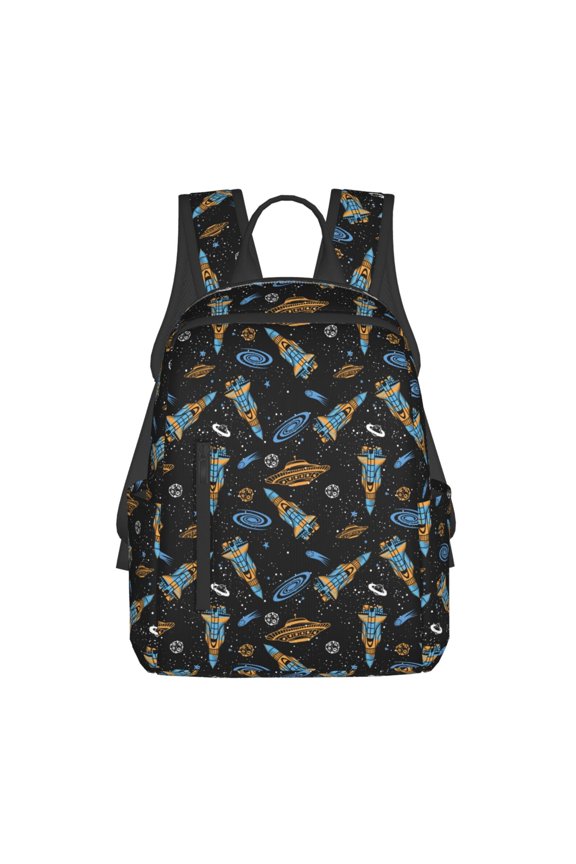 Space Rockets Print Lightweight DayBackpack Suitable for school, work, shopping, travel, etc.