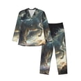 thumbnail image 1 of Naloa Space White Horse Men’s Pajamas Set - Long Sleeve Button Down Sleep Shirt and Pajama Bottoms Sleepwear Set-Large, 1 of 7