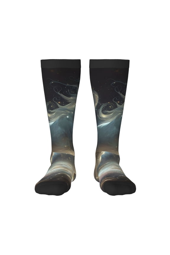 Space White Horse Thigh High Socks Extra Long Stretchy Sock Women Over Knee High Opaque Stocking Daily Wear