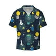 thumbnail image 1 of Naloa Space and Animals Men's Loose Fit Cuban Collar Short-Sleeve Shirt with Button-down and Chest Pocket for Everyday Wear Outings - XX-Large, 1 of 7