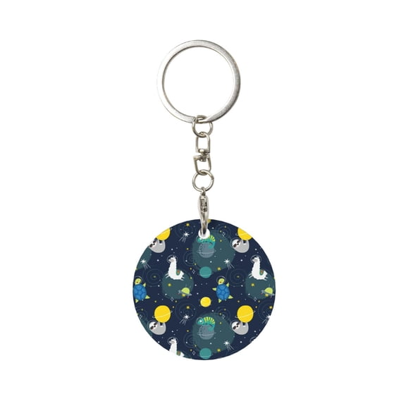 Naloa Space and Animals Print Round Keychain Keychain Key Ring, Key Tag, Key Chain Bulk for Gift Accessories (Round)