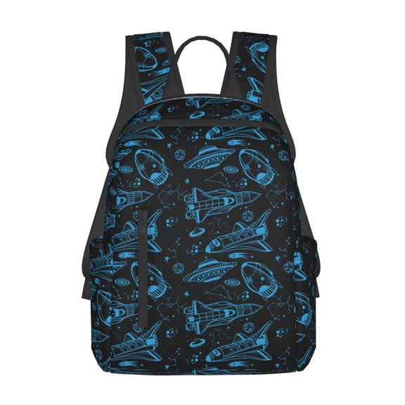 Naloa Spacecraft Print Lightweight DayBackpack Suitable for school, work, shopping, travel, etc.