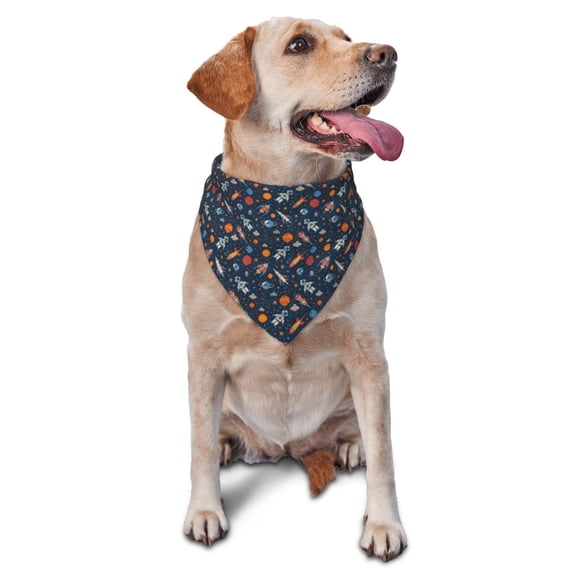 Naloa Spaceships And Stars In Outer Space Dog Bandanas 1PC Washable Triangle Dog Scarfs Premium Durable Fabric, for Small Medium Large Dogs and Cats