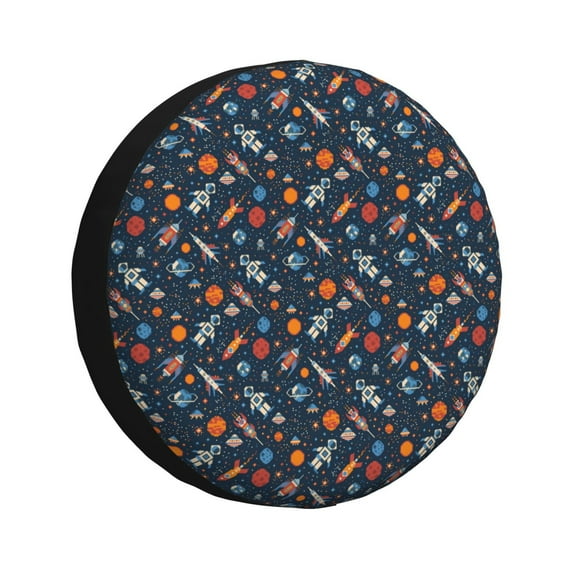 Naloa Spaceships And Stars In Outer Space PVC Leather Spare Tire Wheel Cover for Car Truck SUV Camper Trailer Universal Fit many size16 inch