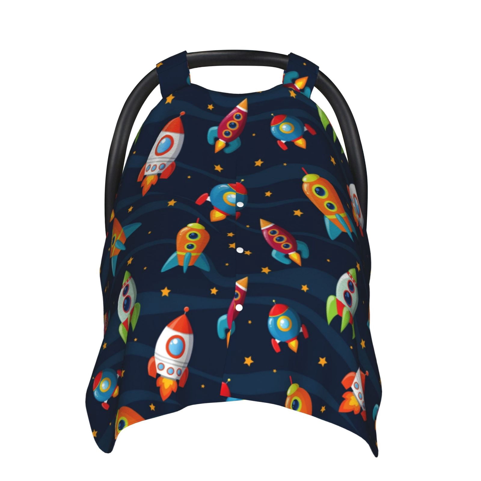 Naloa Spaceships and Stars Baby Car Seat Cover, Breathable Baby Carrier Cover, Multiuse Baby Carrier Cover & Nursing Breastfeeding Cover