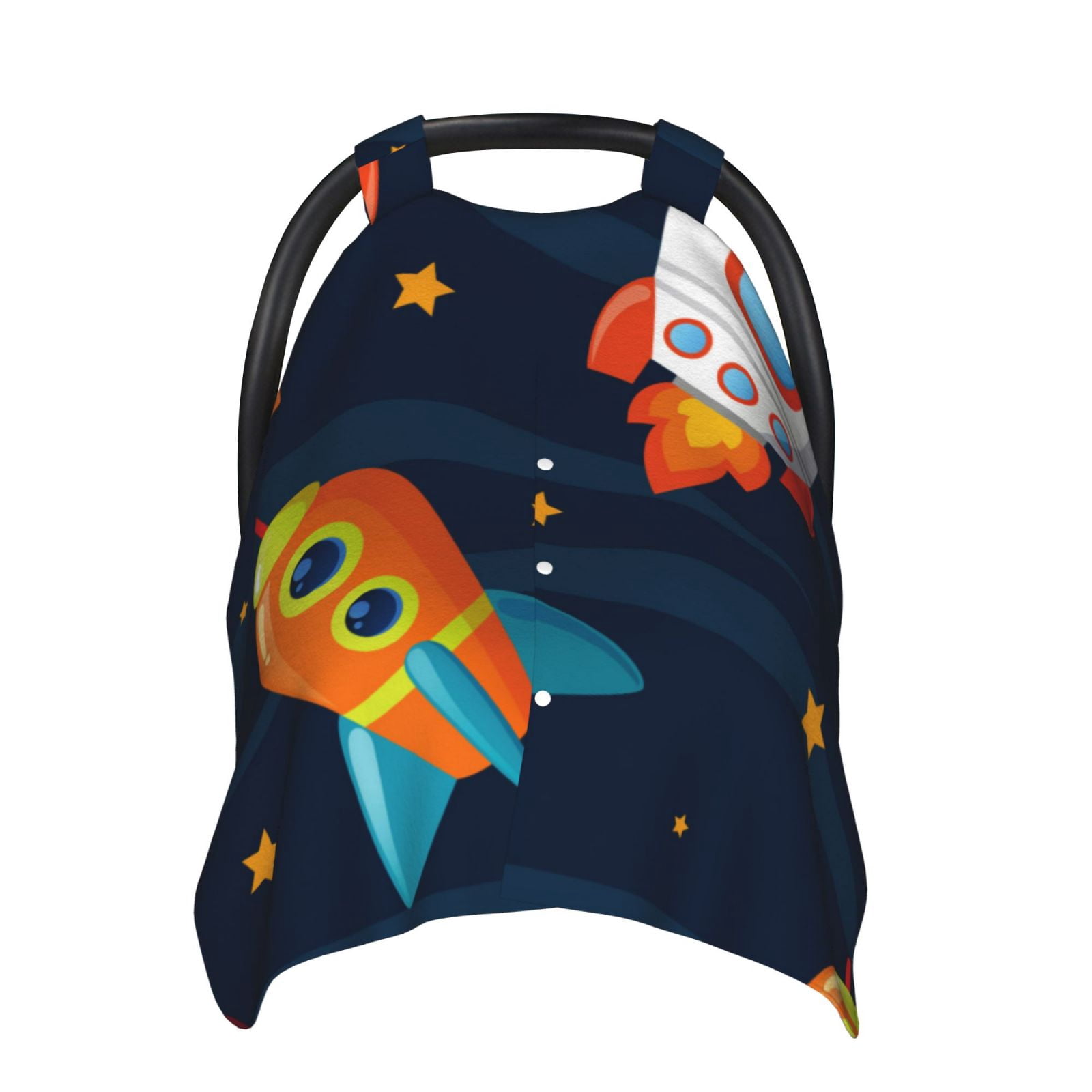 Naloa Spaceships and Stars Baby Car Seat Cover, Breathable Baby Carrier Cover, Multiuse Baby Carrier Cover & Nursing Breastfeeding Cover