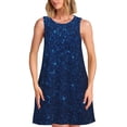 thumbnail image 1 of Naloa Sparkling Blue Glitter Print Women's Summer Spring Casual Beach Sundress,Vacation Sleeveless Tank Crewneck Loose Dresses, 1 of 7