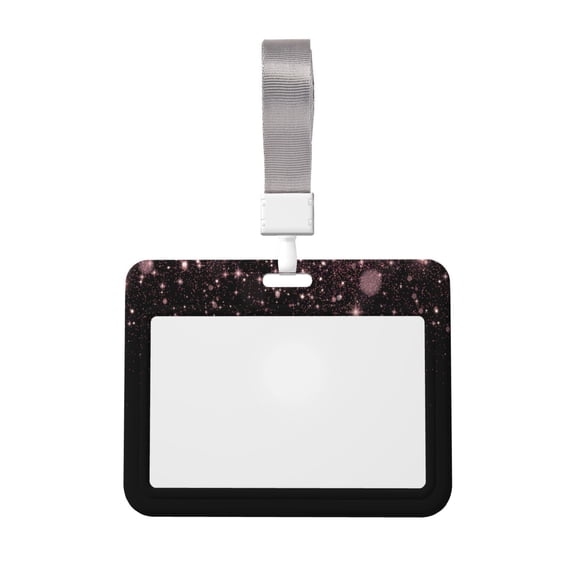 Naloa Sparkling Pink Night Sky Card Badge Holder Work Badge Sleeve for Office, School, Factory, ID Credit Cards, Driver Licenses and Passes