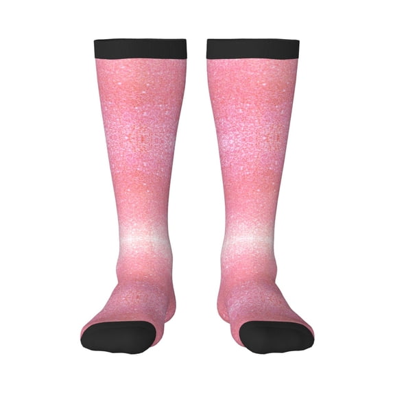 Naloa Sparkly Pink Glitter Thigh High Socks Extra Long Stretchy Sock Women Over Knee High Opaque Stocking Daily Wear