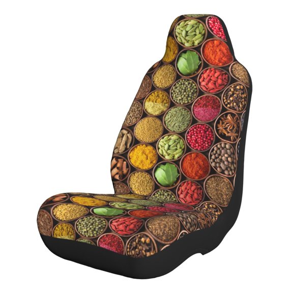 Naloa Spices And Herbs Car Seat Covers 2PCs Front Car Seat Covers Universal fit for Most Cars SUVs and Trucks - 1