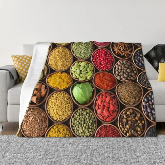 Naloa Spices And Herbs Flannel Blankets - Thick and Warm Blanket for Winter, Soft Fuzzy Plush King Blanket for All Seasons50"x40"